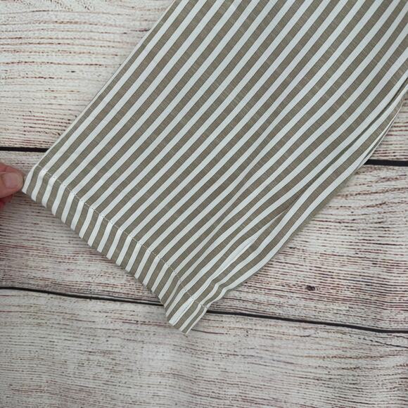 Max Studio London Striped Open Neck Blouse Womens XL Brown White NEW - Picture 3 of 12